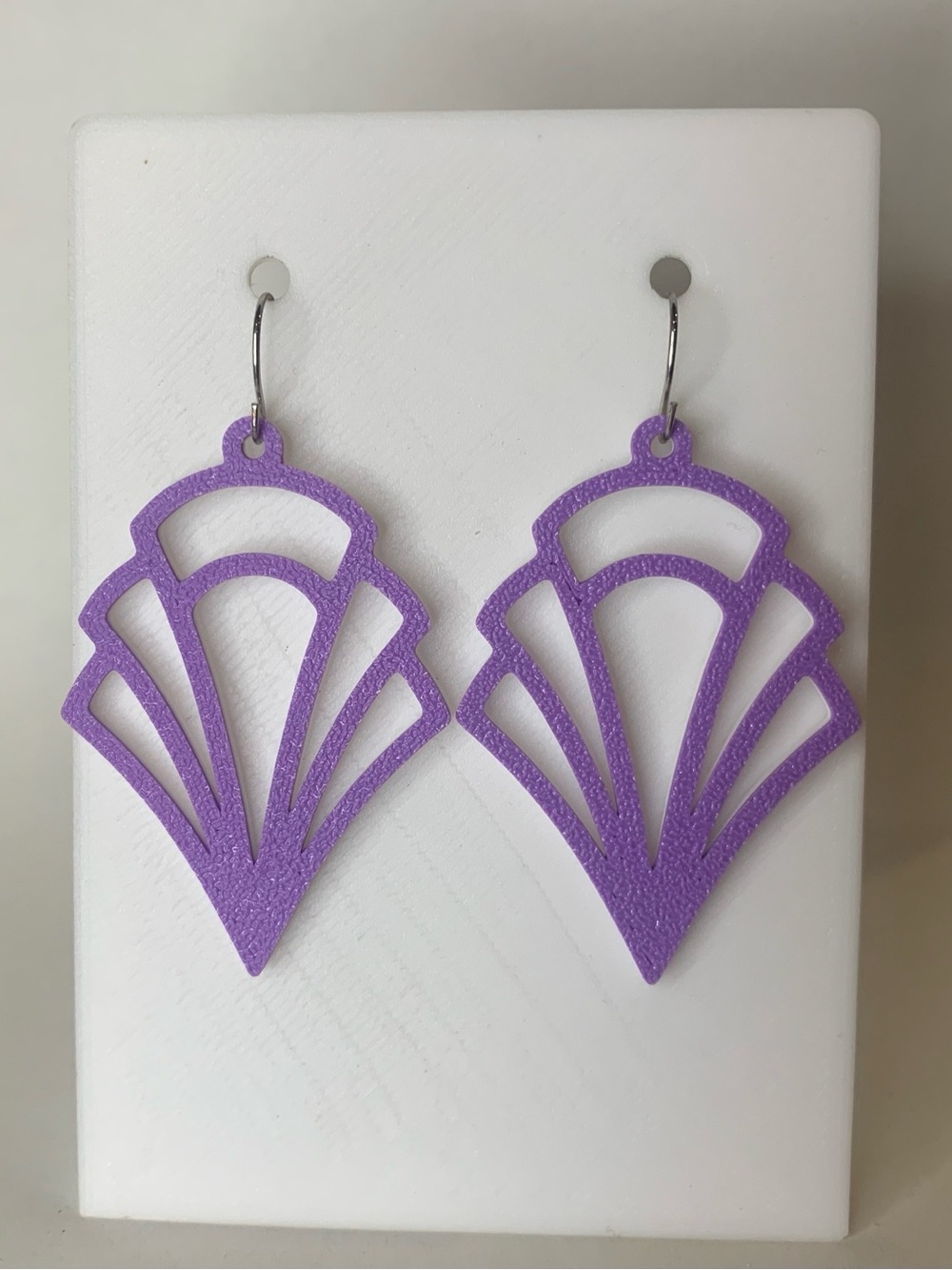 Purple Fan-Shaped Drop Earrings - Women Jewelry